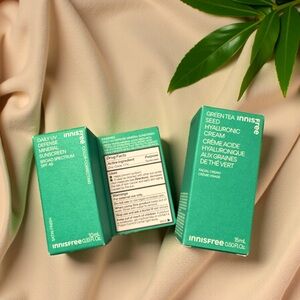 🌿 Innisfree Daily Mineral Sunscreen SPF 45 & Green Tea Seed Hyaluronic Cream Set